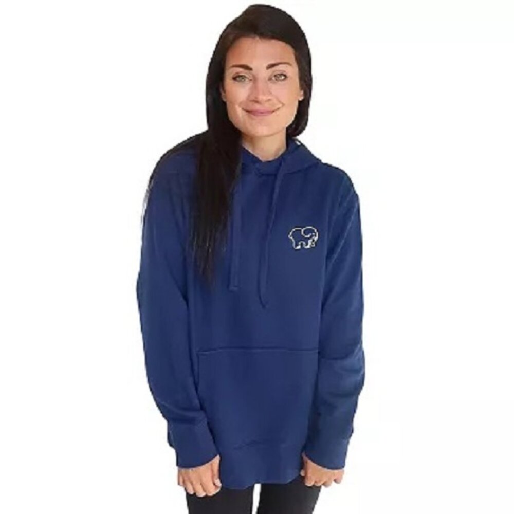 NEW Ivory Ella Womens Cozy Quilt Elephant Oversized Hoodie Sweatshirt NWT M Navy - Picture 10 of 10